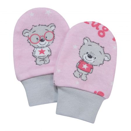 ESITO Kojenecké rukavice Teddy bears vel. 56 - 68 - 68 / růžová