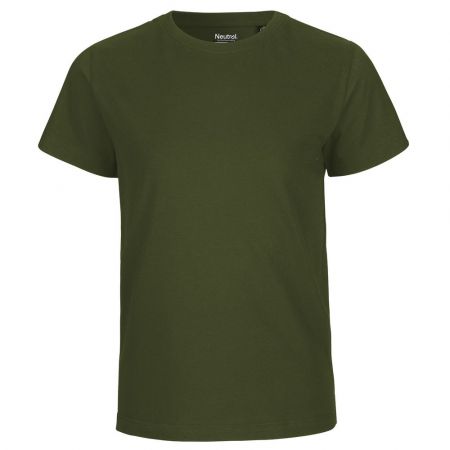 Neutral Dětské tričko s krátkým rukávem z organické Fairtrade bavlny - Military | 128/134