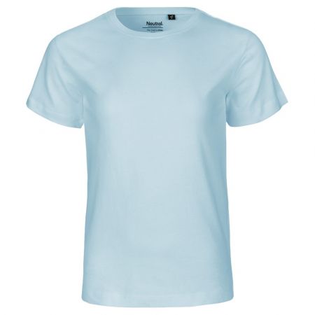 Neutral Dětské tričko s krátkým rukávem z organické Fairtrade bavlny - Světle modrá | 128/134
