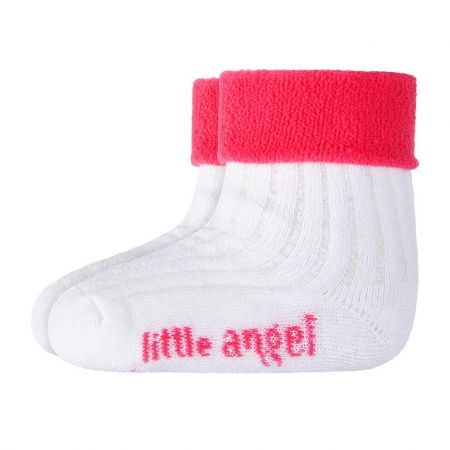 Little Angel Ponožky froté Outlast® - bílá/růžová Velikost: 10-14 | 7-9 cm