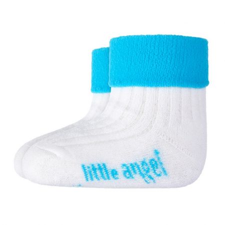 Little Angel Ponožky froté Outlast® - bílá/tyrkys Velikost: 10-14 | 7-9 cm