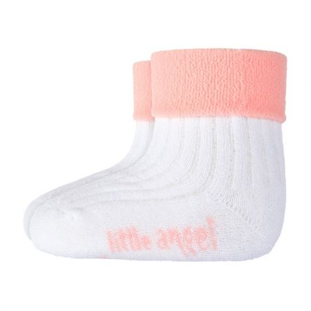 Little Angel Ponožky froté Outlast® - bílá/sv.růžová Velikost: 10-14 | 7-9 cm