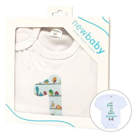 Body s potiskem New Baby Mám jeden Rok - dárkové balení 80 (9-12m)