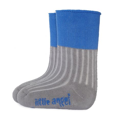 Little Angel Ponožky froté Outlast® - tm.šedá/modrá Velikost: 10-14 | 7-9 cm
