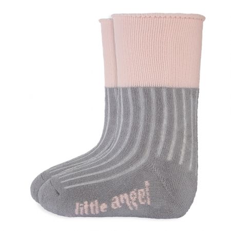 Little Angel Ponožky froté Outlast® - tm.šedá/sv.růžová Velikost: 10-14 | 7-9 cm