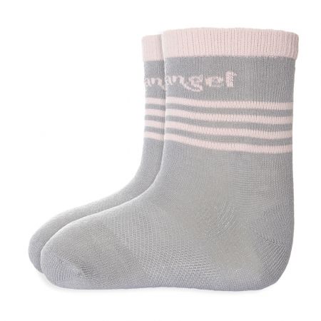 Little Angel Ponožky tenké protiskluz Outlast® - tm.šedá/sv.růžová Velikost: 20-24 | 14-16 cm