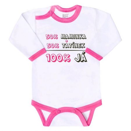 Body s potiskem New Baby 50% MAMINKA + 50% TATÍNEK - 100% JÁ růžové 80 (9-12m)