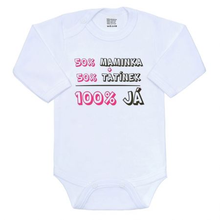 Body s potiskem New Baby 50% MAMINKA + 50% TATÍNEK - 100% JÁ růžové 68 (4-6m)