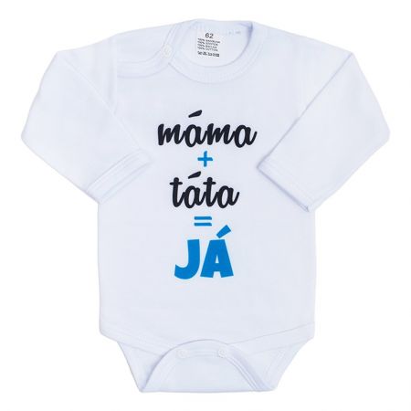 Body s potiskem New Baby máma plus táta rovná se JÁ 86 (12-18m)