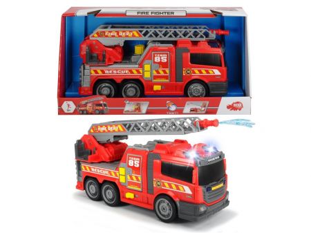 DICKIE - Action Series hasičské auto 36 cm, světlo a zvuk, ruční pumpa - stříkačka