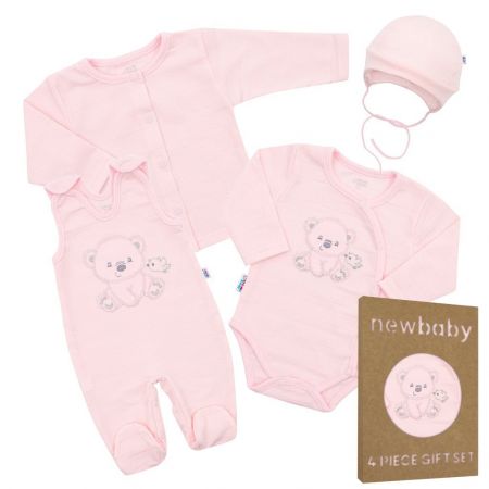 Kojenecká soupravička do porodnice New Baby Sweet Bear růžová 62 (3-6m)