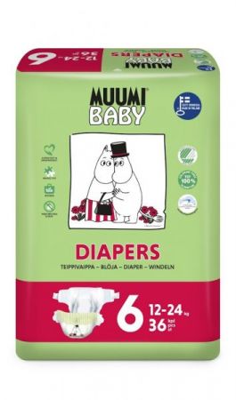 MUUMI - Plenky jednorázové 6 Junior 12-24kg 36ks Baby Muumi