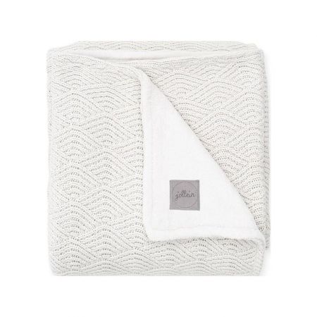 JOLLEIN - Deka 75 x 100 cm River knit cream white/coral fleece
