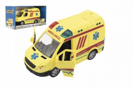 Teddies Auto ambulance plast 20cm na setrvačník se zvukem a světlem