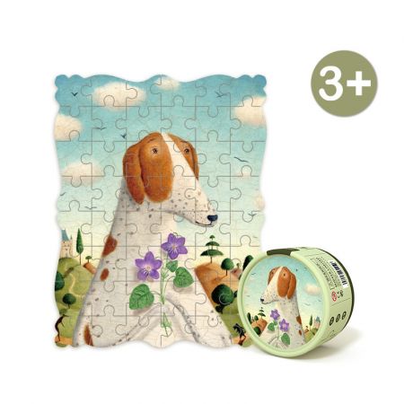 Mideer Kreativní puzzle 48 ks Portrét psa s fialkami