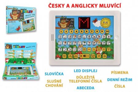 Teddies Naučný tablet moudré sovy dvojjazyčný CZ+AJ 24x19x2 cm