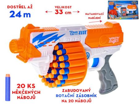 Pistole 33 cm se zásobníkem pěnových nábojů 20 ks 