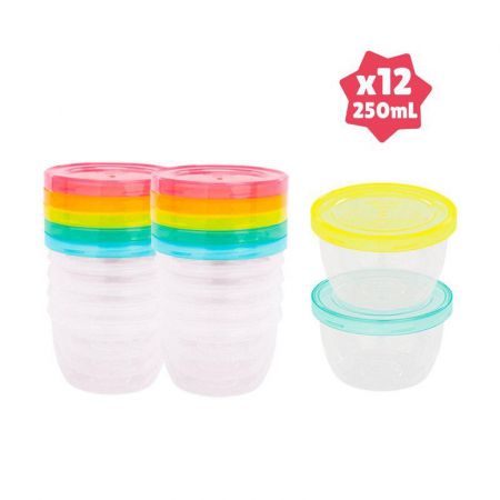 Badabulle  Misky s víčky MAXI FUN COLORS 250 ml sada 12 ks