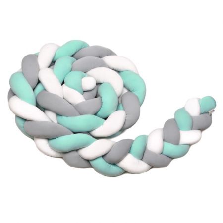 T-tomi Pletený mantinel 220 cm White + grey + mint